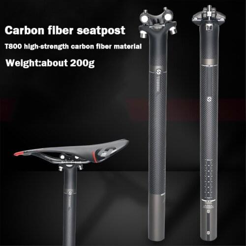 TOSEEK 3K Carbon Fiber Seatpost MTB Road Bike Carbon Seat Post Caliber 27.2mm 30.8mm 31.6mm Length 350-400mm Bicycle Seat Tube
