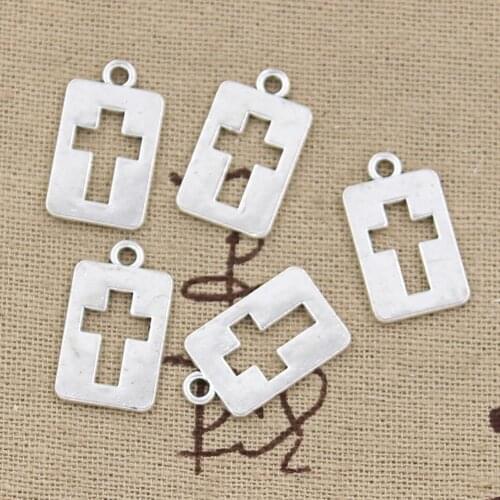 20pcs Charms Cross Cut 20x12mm Handmade Craft Pendant Making fit,Vintage Tibetan Bronze Silver color,DIY For Bracelet Necklace