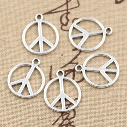 15pcs Charms Peace Sign Symbol 21x17mm Tibetan Silver Color Pendants Fashion Jewelry Making Findings DIY Handmade Charms Jewelry