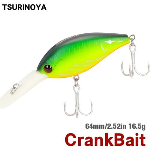 TSURINOYA Fishing Lure DW21 64mm 16.5g Crank Fishing Bait Diving Depth 2.5-3.2m Hard Bait With High Quality Hook