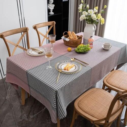 Simple And Modern Jacquard Contrast Color Plaid Tablecloth Houndstooth Imitation Cotton And Linen Restaurant Square Tablecloth