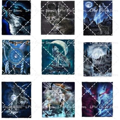 Direct Super Soft Queen Size Fleece Blanket (Wolves Howling Moon) Coral Fleece Blanket For Bedroom Nap Blanket Super Soft Cozy
