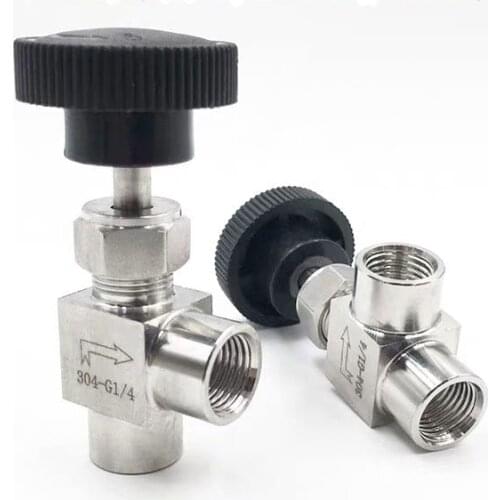 Adjustable Needle Valve G1/8'' 1/4'' 3/8" 1/2" Female Thread Right Angle 90 degree SS304 For Water Gas Oil