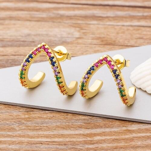 Luxury Colorful Color Crystal Zircon Elegant Women Stud Earring Versatile Accessories Shining Fashion Girl Earrings Jewelry