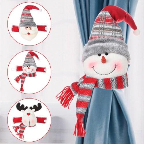 Christmas Curtain Buckle Creative Cartoon Santa Claus Snowman Elk Curtain Buckle For Window Decoration Like-minded