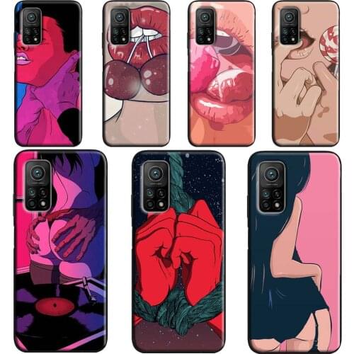 Sexy Hot Girls Lips Pink Body Bikini For POCO F3 F1 F2 M3 X3 Pro Cover For Xiaomi Mi 11 Ultra 10T Pro Note 10 Lite Phone Case