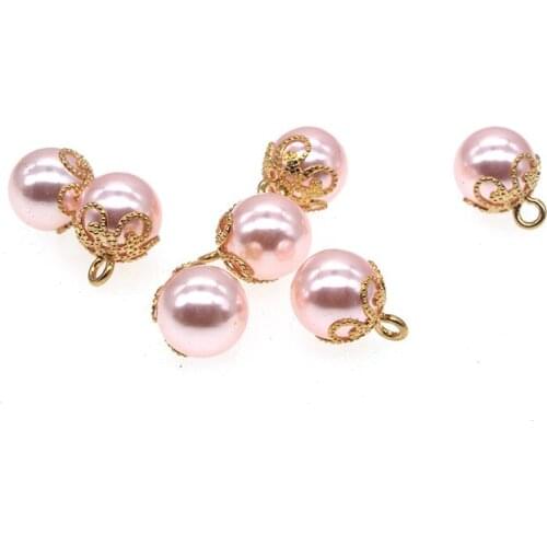 SHINE 10 PCs Resin Sewing Buttons Scrapbooking Round Pearl Single Hole Pink 10mm Costura Botones decorate PE001