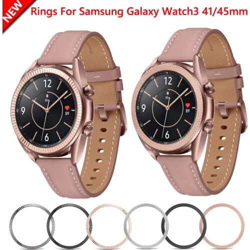 Steel Bezel Frame For Samsung Galaxy Watch 3 41 45mm Metal Ring Adhesive Cover Anti Scratch Protect Watch Accessories Galaxy3 41
