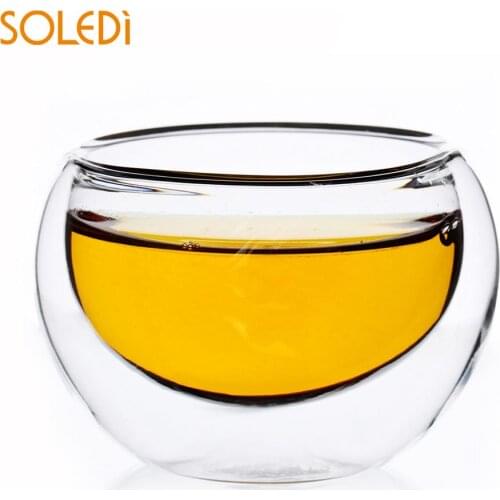 Glass Cup Kungfu Tea Cups Handmade Double Wall Layer 50ml Beer Bar Tool Heat Resistant Coffee Pots Party Wedding Decor Drop ship