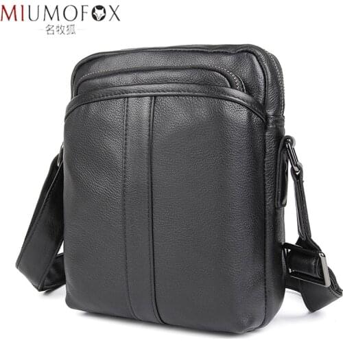 Genuine Leather Mens Shoulder Bag Crossbody Bag for Men Male Business Travel Messenger Bags for iPad Zipper Bag High Capacity