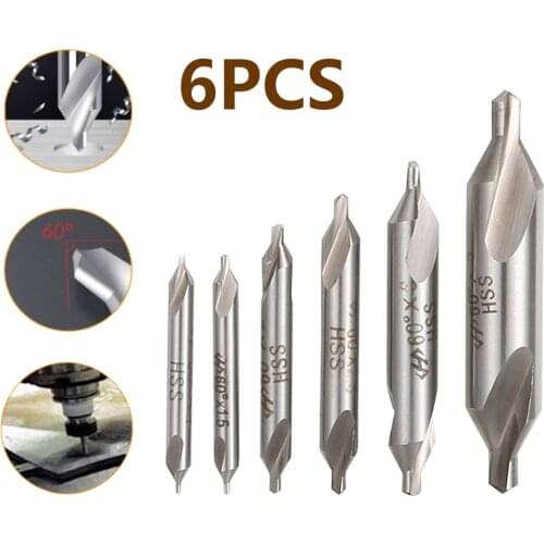 6PCS HSS Center Drills Bit 60 Degree Metal Drill Bit Countersink Drilling Hole Cutter 1.0/1.5/2.0/2.5/3.0/3.5/4.0/5.0 mm