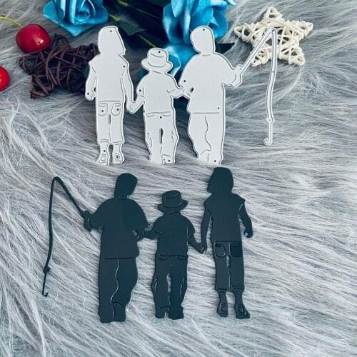 Family fishing mom and father baby Metal Steel Cutting Die Stencil For DIY Scrapbooking Paper/photo Cards Embossing Dies