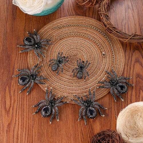 Tuliper Halloween Spider Necklace Earrings Set Crystal Animal Jewelry Set For Women Party Jewelry Gift Vintage Kpop Fashion