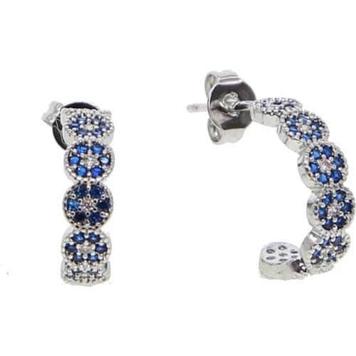 Top quality Fashion blue Zircon Earrings Silver color Jewelry Woman Earrings Accessories Wedding Stud Earrings For Women