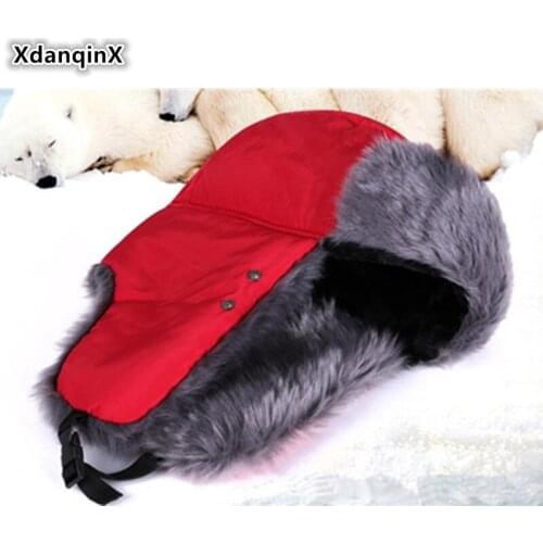 XdanqinX 2019 Winter Womens Warm Hat With Mask Mens Plus Velvet Thickened Fluff Bomber Hats Windproof Cycling Ski Caps Unisex