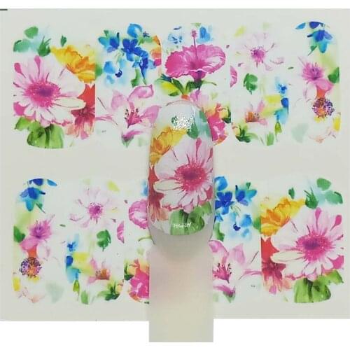 Style Green Nail Sticker Flower Decal Sliders for Nail Art Decoration Tattoo Manicure Wraps Tool A13