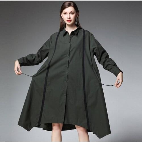 Plus size womenns casual loose blouse Fashion Large size ladies' shirts long sleeve Elegant long shirt Spring new black green