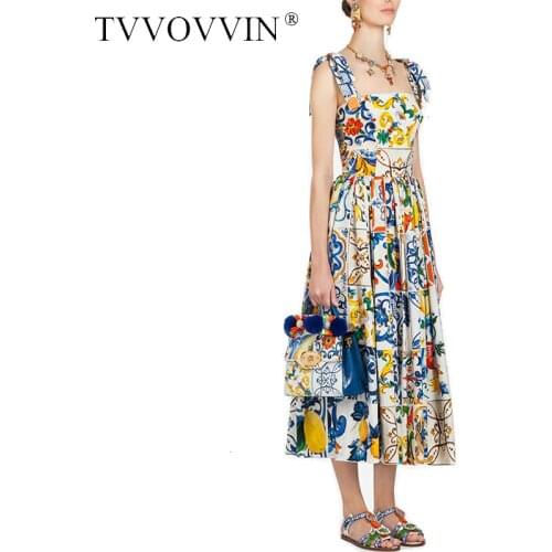 Fashion Summer Dress 2020 New Womens Bow Spaghetti Strap Backless Blue And White Porcelain Floral Print Long Dress L406