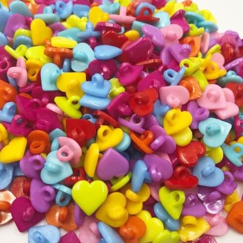 100pcs 15mmx14mm wholesale candy color heart buttons DIY kids apparel sewing accessories PT165