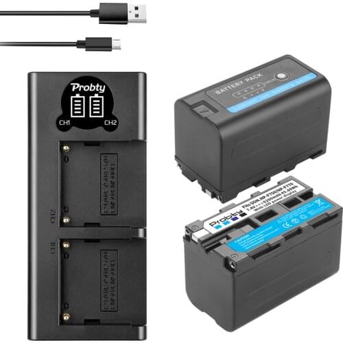 2Pcs 6200mAh For Sony NP-F770 NP-F780 F750 Battery with LED Power Indicator F970 F550 F570 F750 F770 MC1500C+LED dual charger