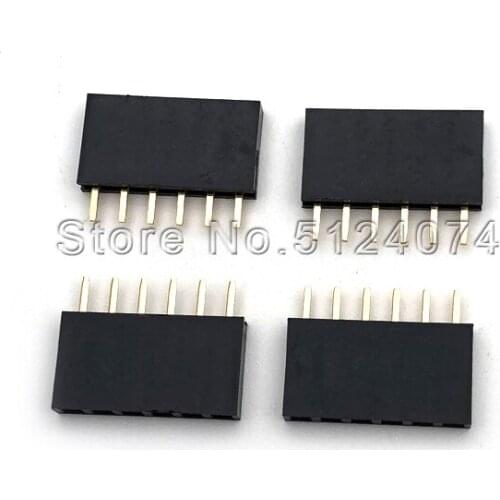 20pcs/lot Single row female 6pin spacing 2.54 mm row pin socket female seat 1*6P straight needle connector