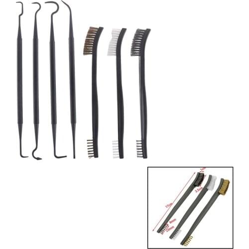 7Pcs/set 3pcs Steel Wire Brush + 4pcs Nylon Pick Set Universal Gun Hunting Cleaning Kit Tactical Rifle Pistol Gun Cleaning Tool