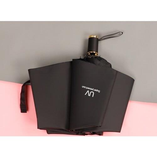 Automatic Umbrella Korea Teenage Girl UV Folding Sunny Umbrella Parasol Men Women Black Coating Umbrella