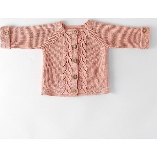 2020 New Spring Autumn Baby Children Baby Girls Boys Leaf Knitted Jacket Wool Boys Clothing Cardigans Children Coat 0-24M