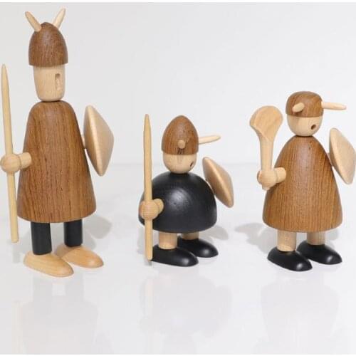 Vikings Soldier Wooden Decorative Figures Toys Home Decoration Accessories for Living Room/Nordic Decor on The Shelf/Interior