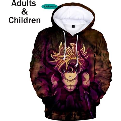 The Seven Deadly Sins 3D anime Kids Hoodie Boys Girls Pullovers New Hooded Japan Anime Cosplay Autumn/Winter Casual