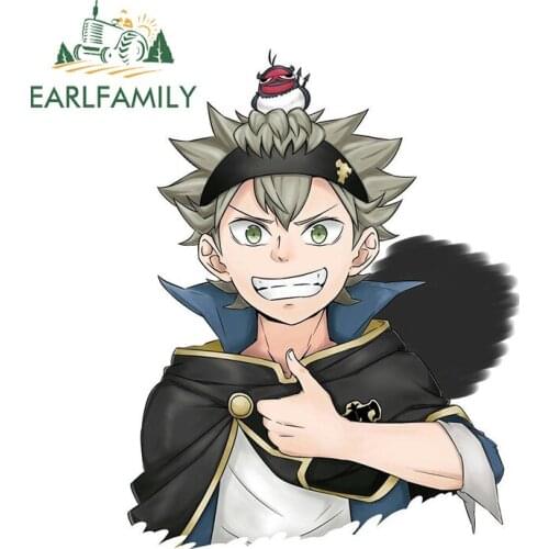 EARLFAMILY 13cm x 10.2cm for Balck Clover Asta Car Assessoires Stickers Scratch-Proof Sunscreen Windows Decal RV JDM Decoration