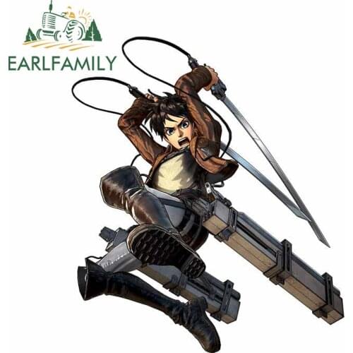 EARLFAMILY 13cm x 11cm For Attack on Titan Creative Car Sticker Vinyl Material Decal Anime Waterproof Trunk Decoration