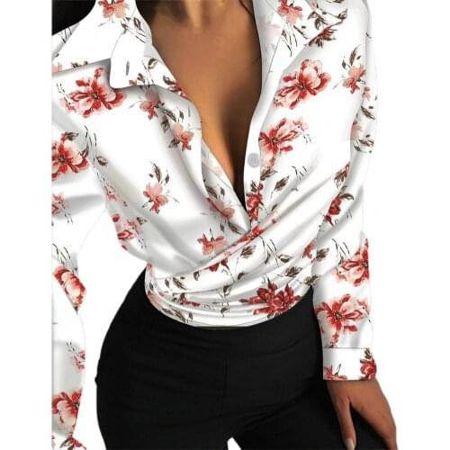 Elegant Women Shirts Butterflies Print Autumn Office Lady Turn-down Collar Long Sleeve Casual Blouse Streetwear