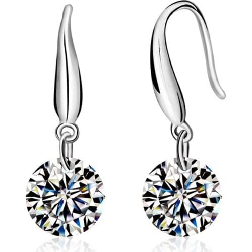 Elegant Women Earrings Silver 925 Drop Jewelry aaa CZ Zircon Stone Wedding Engagement Dangle Earring for Female Accessory