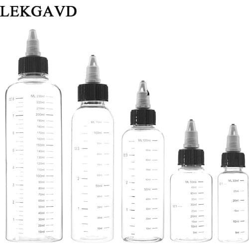 30ml/60ml/100ml/120ml/250ml Plastic Pet E Juice Liquid Capacity Dropper Bottles Twist Top Cap Tattoo Pigment Ink Containers