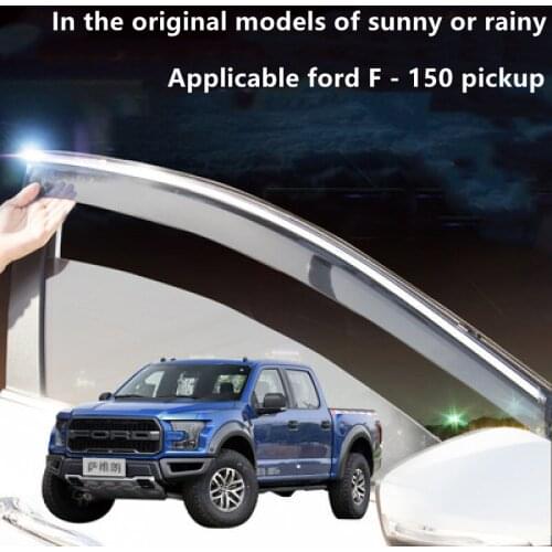 Ford F-150 pickup 2016-2021 Black windshield rainproof sunshade and rainshield side window deflector