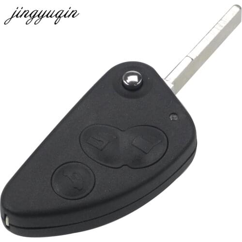 Jingyuqin 3 Button Remote Flip Key Case FOB for ALFA Romeo 147 156 166 GT Replacement Shell Housing