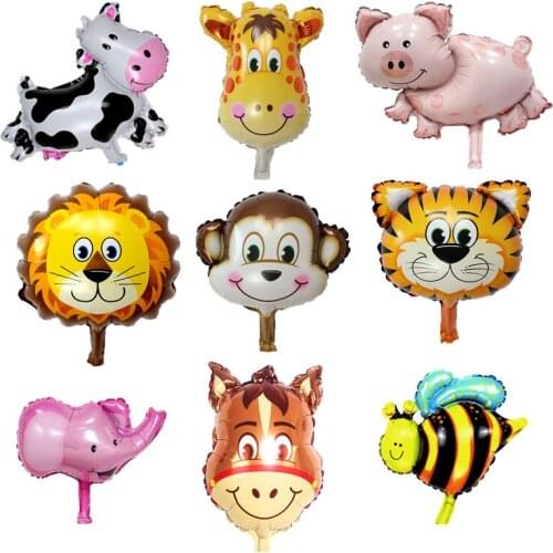 KAMMIZAD 10pcs 16inch animal head baloons birthday party decorations kids mini globos Wildlife party zoo theme