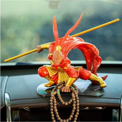 Chinese Myth Monkey King Ceramic Statue Sun Wukong Statue Creative Car Decorations Art Crafts Ornament Home Decor Supplies