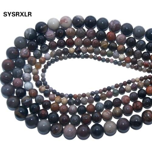 Wholesale Natural Petrified Wood Stone Round Beads For Jewelry Making Charm DIY Bracelet Necklace Material 4 6 8 10 12 MM Strand