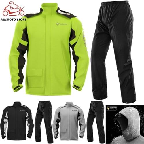 SULAITE Motorcycle Raincoat Suit Waterproof Motocross Men Motobike Riding Jacket Rain Coat + Pants Outdoor Ultrathin Rain Coat