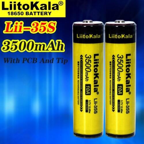 1-10pcs Liitokala Lii-35S Protected 18650 3400mAh Rechargeable Li-lon battery with 2MOS PCB 3.7V For Flashlight