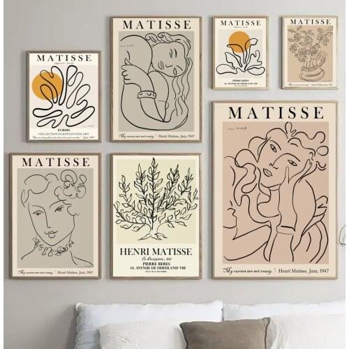 Fashion Matisse Abstract Girl Leaf Vintage Nordic Poster Gallery Wall Art Print Canvas Painting Decor Pictures For Living Room