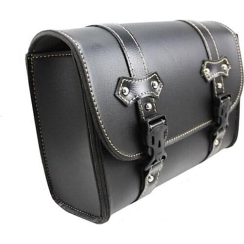 Motorcycle Pu leather Baggage Touring Tool luggage Case Tail Scooter bag Motorcycle Black Side bags