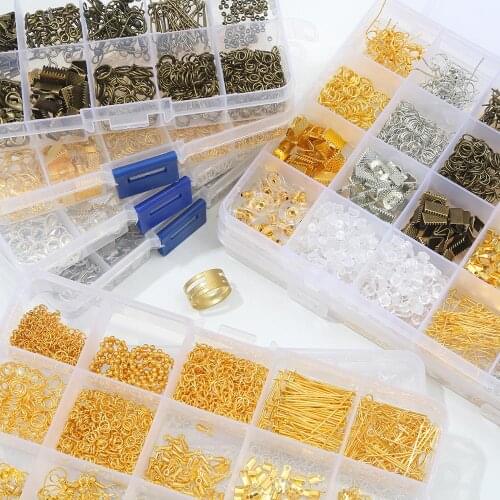 Jewelry Making Kit Gold/Silver Jump Ring Lobster Clasp Chain Pin Glass Seed Beads Set for DIY Beading Bracelet Necklace Earrings