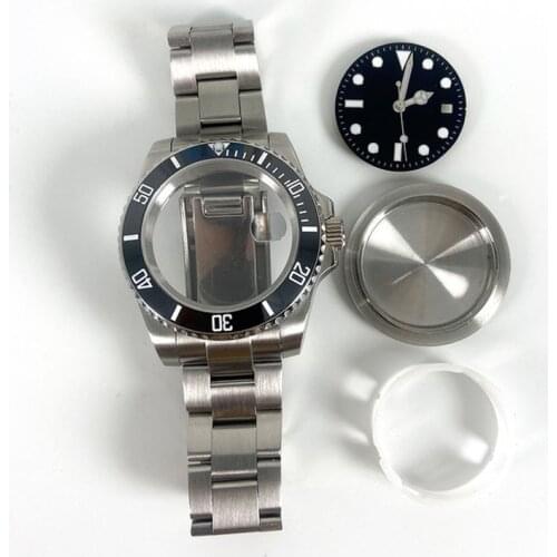 40mm Stainless Steel Case Sapphire Glass Set for Mens Mechanical Watches 8215 2813 Watch Accessories