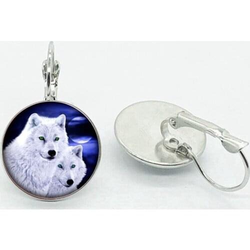New Retro Wolf Moon Art Style Earrings Fashion Glass Wolf Animal Earrings Jewelry Ladies Gifts