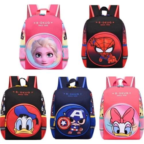 New Disney Marvel Frozen 2 School Backpack for Boy Girl Spiderman Donald Duck Cute Kindergarten Student School Bag Kids Backpack