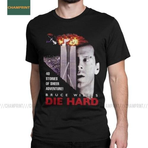 Die Hard T-Shirts for Men Nakatomi John Plaza Film Bruce Willis Movie Fashion Cotton Tees Short Sleeve T Shirts Plus Size