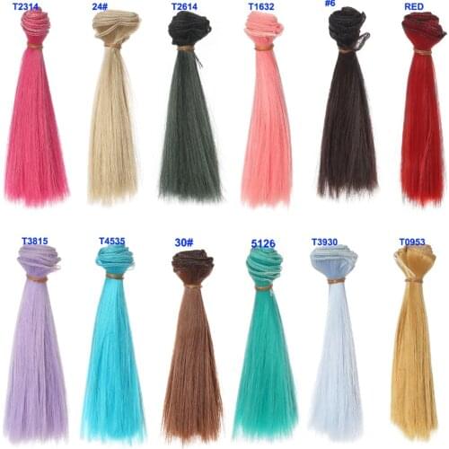 15cm length 1 piece pink green blue red white color thick bjd wigs doll hair for barbie doll for monster high doll